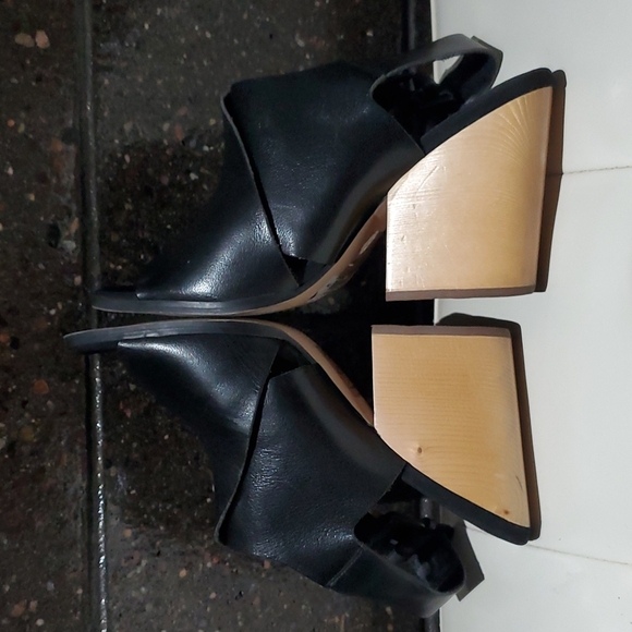 SHOEMINT BLACK LEATHER INGLESIDE CHUNKY HEEL SHOES SIZE 7.5 - Picture 6 of 10